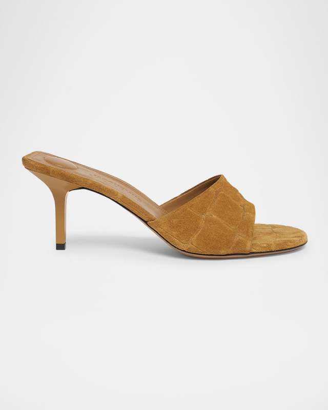 Les Sandales Croc-Embossed Leather Sandals